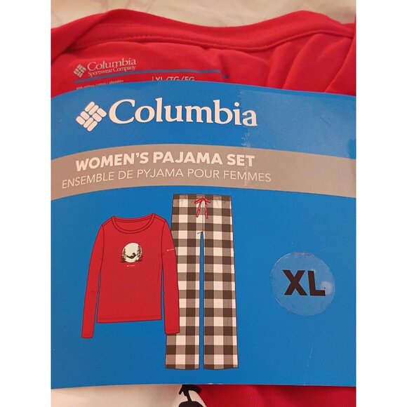 Columbia Women's size XL Pajama set red top black white drawstring pants NEW - Picture 1 of 7